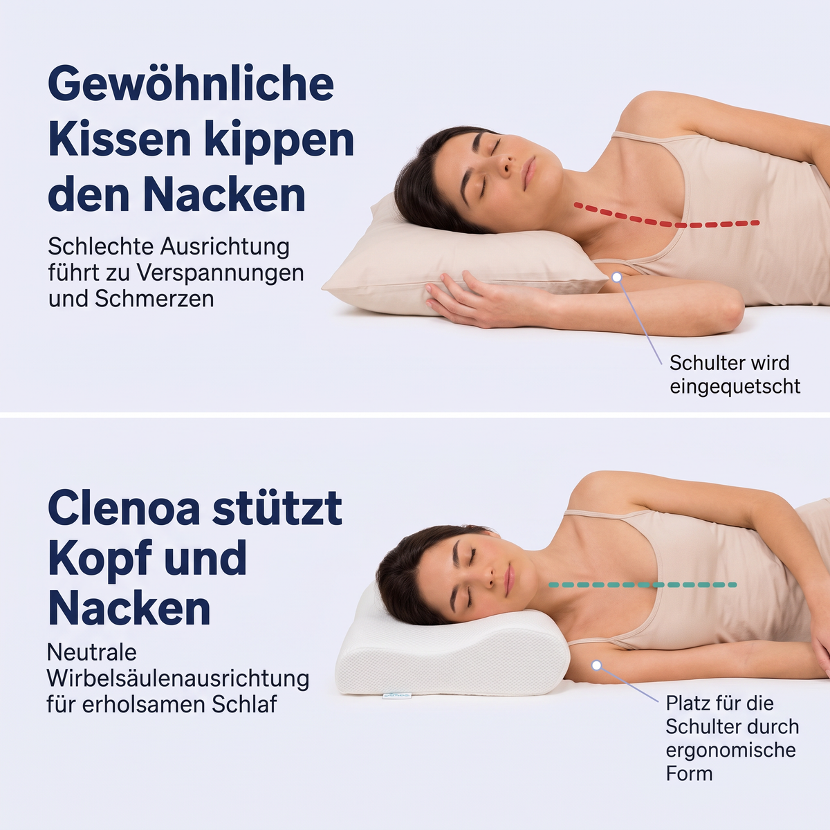 CLENOA NeckRest, Kissen für Nacken- und Rückenschmerzen – Tiefer, erholsamer Schlaf