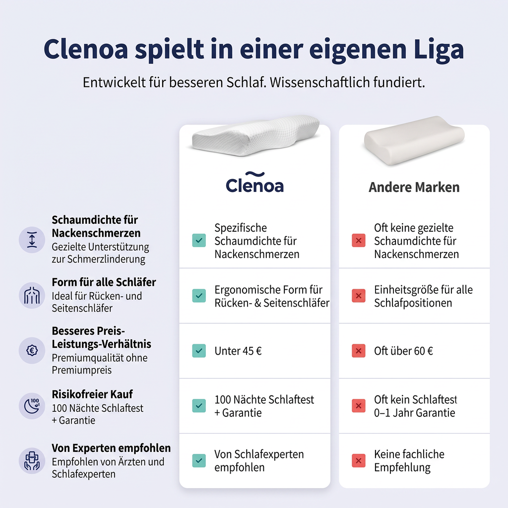 CLENOA NeckRest, Kissen für Nacken- und Rückenschmerzen – Tiefer, erholsamer Schlaf